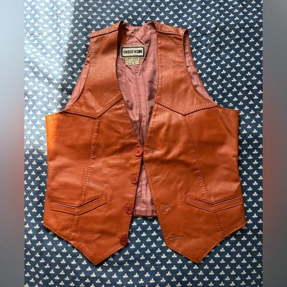 Sick vintage Brown Leather Vest - Picture 1 of 3